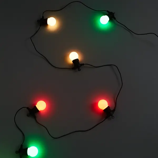 фото Гирлянда светодиодная шар эра erabl-mk52 электрическая 5 м разноцветный свет 1 режим 10 ламп цвет черный