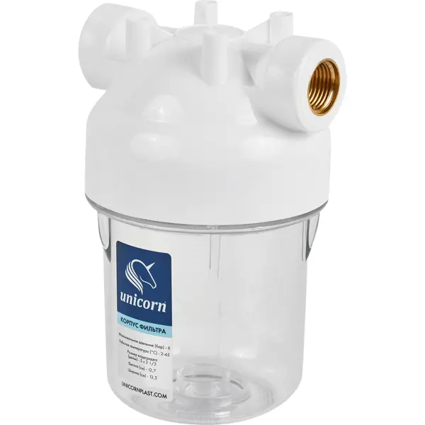 Магистральный фильтр для холодного водоснабжения (ХВС) Unicorn KSBP 12 LM SL5 1/2 пластик магистральный фильтр fibos хвс
