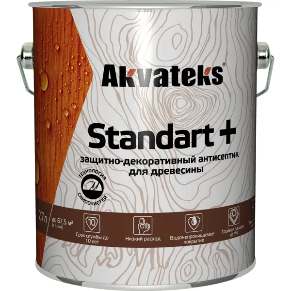 фото Антисептик akvateks standart полуматовый сосна 2.7 л акватекс
