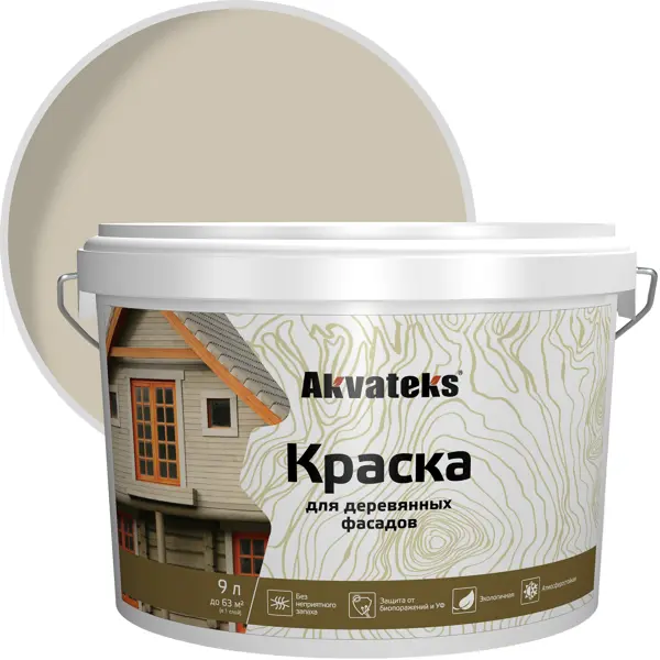 фото Краска для дерева akvateks база с 9 л цвет белый без бренда
