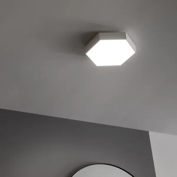 фото Светильник потолочный светодиодный влагозащищенный inspire gunza 15 м² нейтрально белый свет, цвет белый