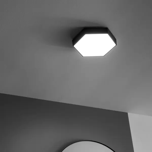 Светильник потолочный светодиодный влагозащищенный Inspire Gunza 15 м² нейтрально белый свет цвет черный акварель белые ночи в кювете нейтрально черный