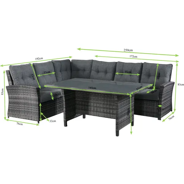 фото Набор садовой мебели для обеда family kj-z2025 искусственный ротанг бежевый: диван, стол без бренда