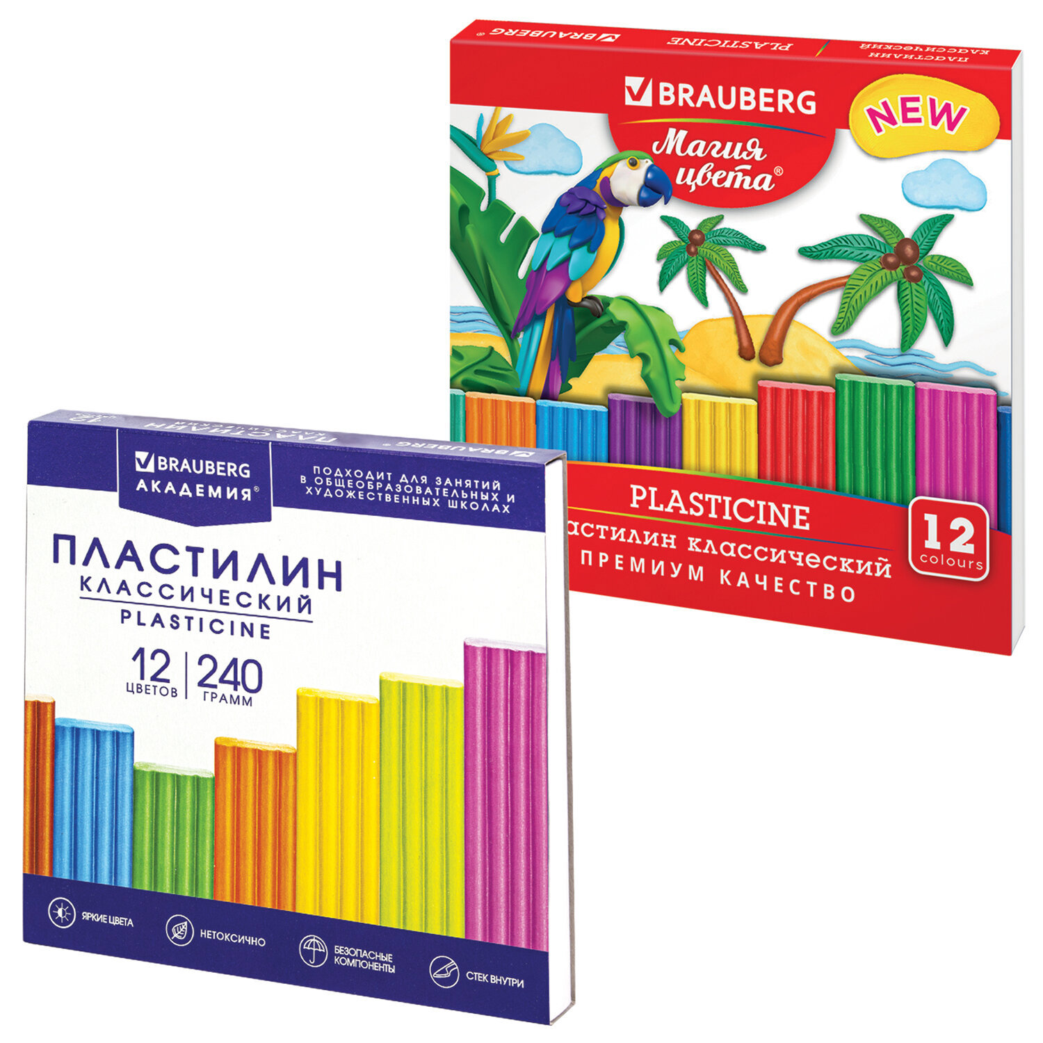 Пластилин классический для лепки (набор) для детей 2 набора по 12 цветов  480 г 2 стека, Brauberg 880567 880567 ✳️ купить по цене 348 ₽/шт. в Москве  с доставкой в интернет-магазине Леруа Мерлен