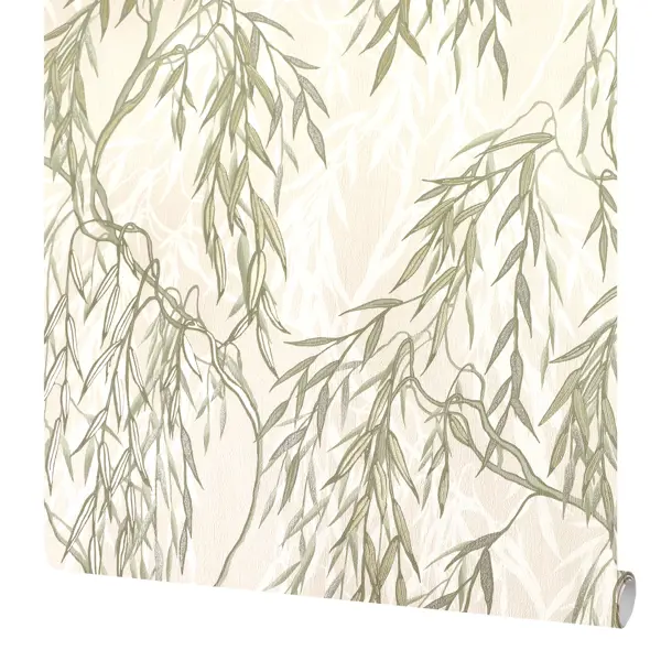 Обои флизелиновые Solo Willow зелено-бежевые 1.06 м 201707 willow dog basket pet bed natural 70 cm