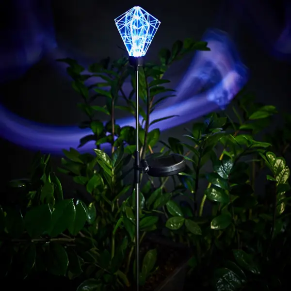фото Светильник в грунт lamper «хрустальный цветок» на солнечных батареях 41.7 см цвет прозрачно-черный свет цветной rgb