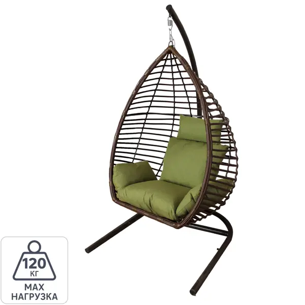 Кресло подвесное Greengard Орион до 120 кг коричнево-зеленый с опорой подвесное кресло качели ecos