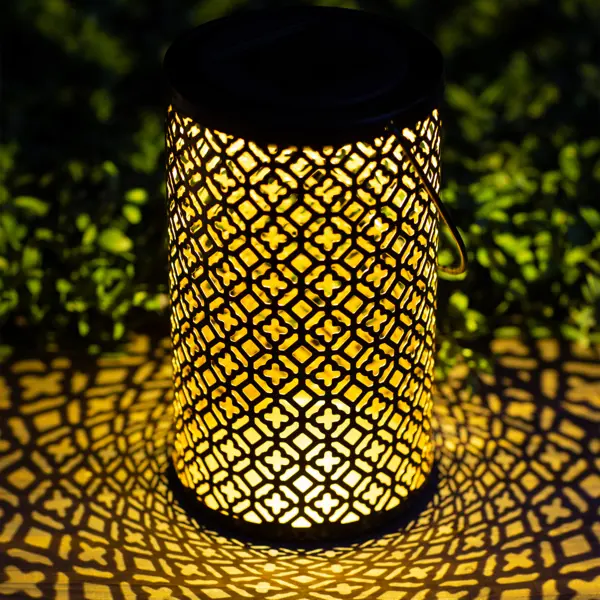 фото Светильник подвесной светодиодный уличный на солнечных батареях эра «орнамент» sf22-44 ip54 цвет черный теплый белый свет