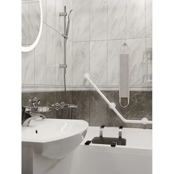 фото Поручень для ванны primanova 135° 60х60 см цвет белый
