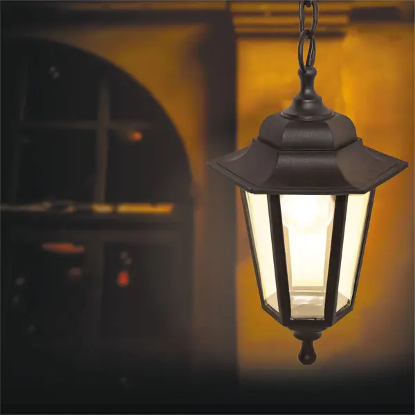 фото Подвесной светильник уличный 6 граней цвет чёрный apeyron