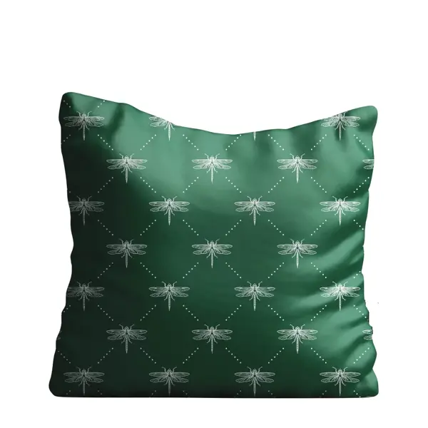 фото Подушка декоративная nika haushalt «со стрекозами» 39x39 см цвет зеленый без бренда