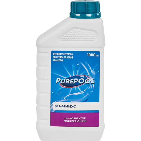 Средство PurePool для понижения кислотности воды в бассейне 1л средство purepool от известковых отложений бассейна 0 75л
