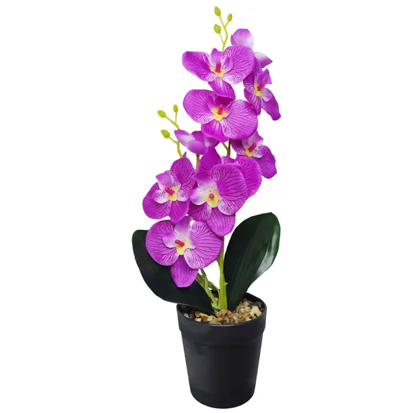 фото Искусственное растение орхидея в горшке ø12 пвх цвет фиолетовый без бренда