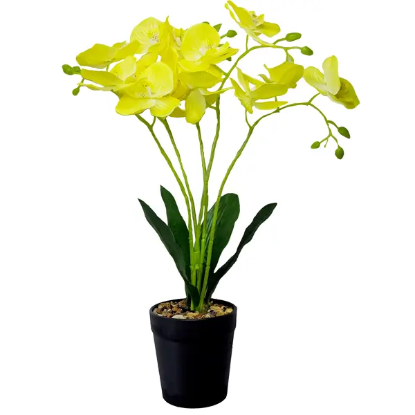 фото Искусственное растение орхидея в горшке ø14 пвх цвет золотой без бренда