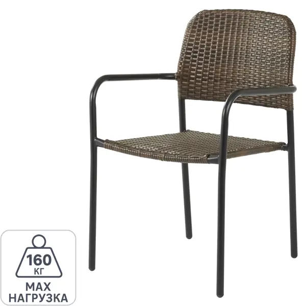 Кресло садовое Zena Fix 55x84.5x60 см, искусственный ротанг, цвет тёмно-коричневый кашпо для ов green art 30x84 см h40 см v96 л искусственный ротанг коричневый