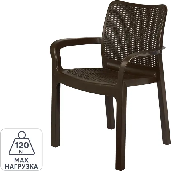 Стул Ingreen Rattan 50.6х58х83.3 см пластик коричневый кресло офисное brabix fancy mg 201w с подлокотниками пластик белый оранжевое tw 96 1 532410