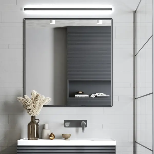Зеркало для ванной Omega Glass Struktura 80x80 см цвет серый зеркало для ванной omega glass океан sd53 с подсветкой 80x80 88x88 см квадратное