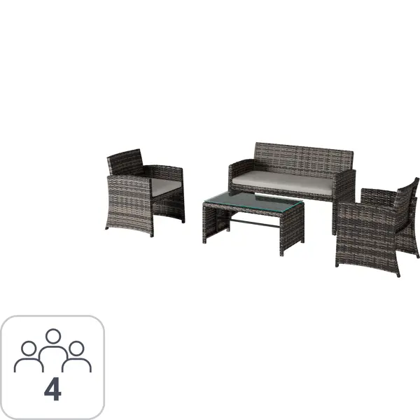 Набор садовой мебели Lori KJ-Z1002 искусственный ротанг коричневый: диван, стол, кресло с подушками