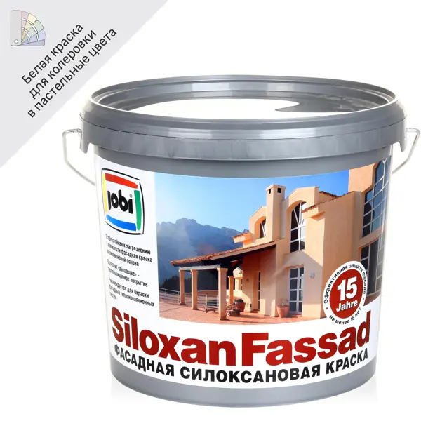 Краска фасадная Jobi Siloxanfassad матовая цвет белый база A 5 л шпатель кондитерский доляна 13×8 см белый