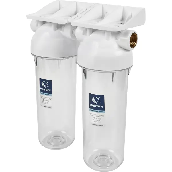 корпус фильтра аквафор для холодного водознабжения хвс 3 4 вр пластик Магистральный фильтр для холодного водоснабжения (ХВС) Unicorn KSBP DUO LM двойной SL10 3/4