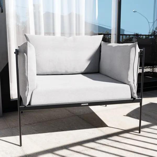 фото Набор садовой мебели naterial levo сталь/текстилен/полиэстер/стекло серый: стол и 2 кресла