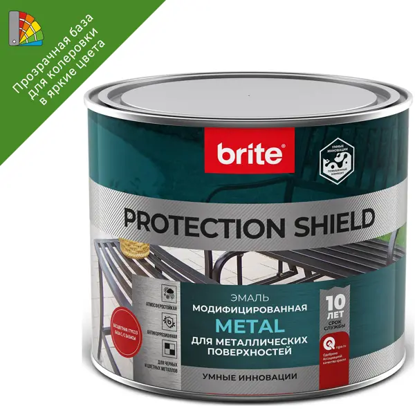 Грунт-эмаль по ржавчине Brite Protect Shield полуматовая цвет прозрачный 1.8 л грунт эмаль по ржавчине brite protect shield полуматовая прозрачный 0 75 л