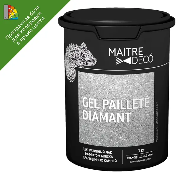 фото Лак декоративный maitre deco «gel paillete diamant» эффект блеска драгоценных камней 1 кг