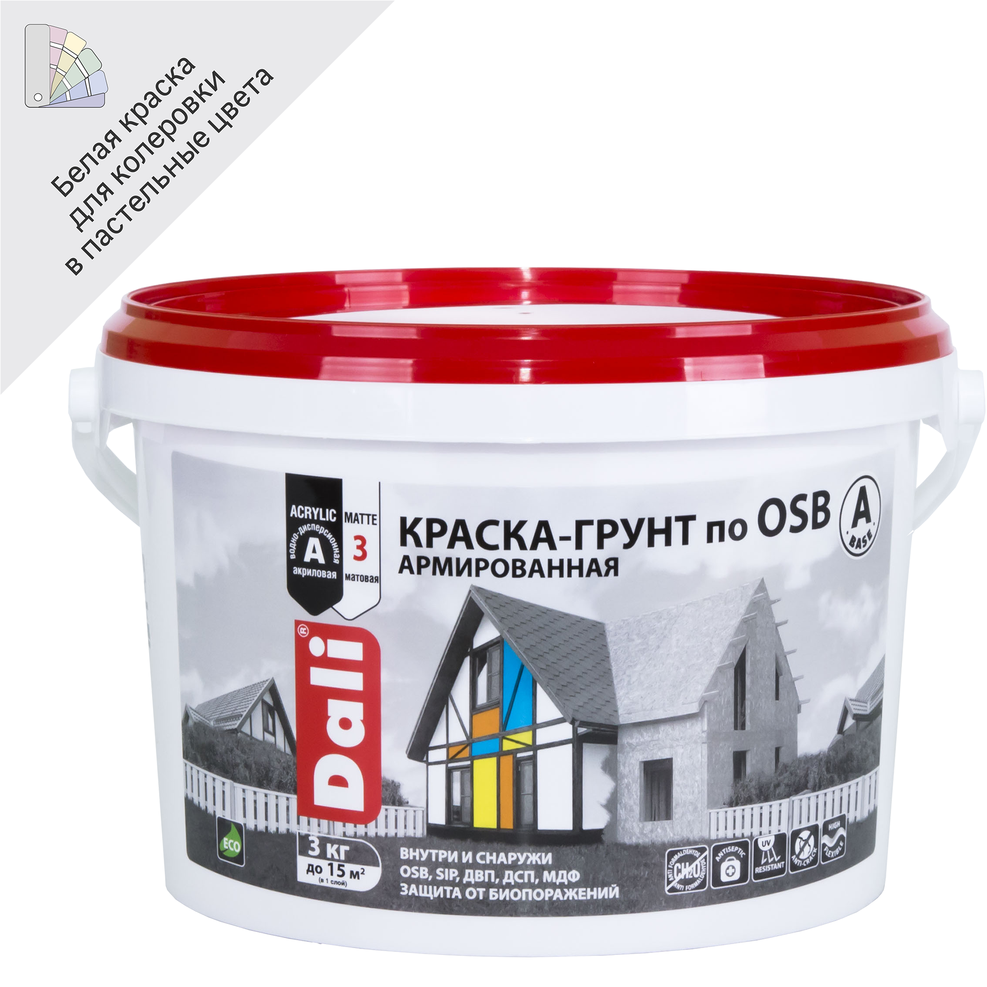 Краска-грунт армированная по OSB Dali 3 кг цвет белый База А по цене 1445  ₽/шт. купить в Иркутске в интернет-магазине Леруа Мерлен