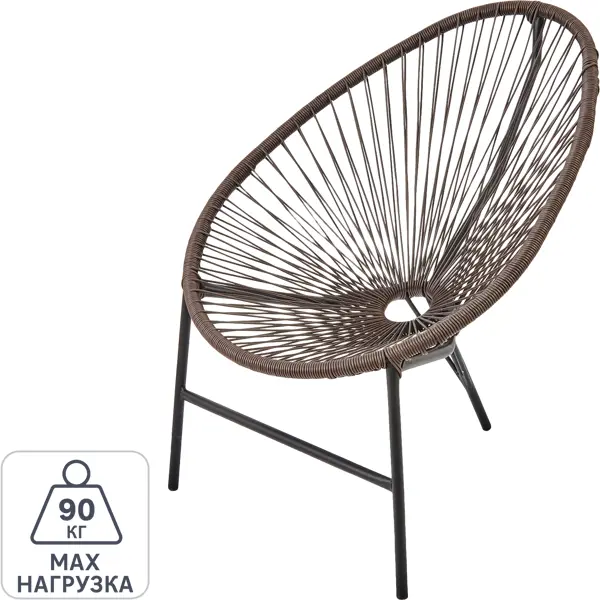 фото Садовый стул без подушки acapulco 73x88x83 см сталь/искусственный ротанг темно-коричневый без бренда