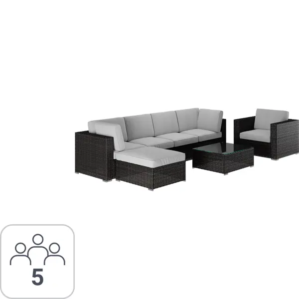 фото Набор садовой мебели carmel kj-z1004 искусственный ротанг коричневый: диван, стол, кресло с подушками без бренда