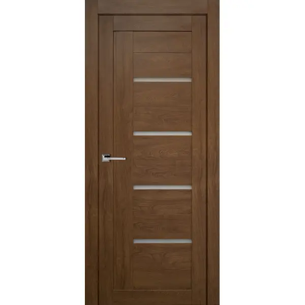 Дверь межкомнатная остекленная без замка и петель в комплекте Тренд вертикальный 60x200 см Hardflex цвет коричневый
