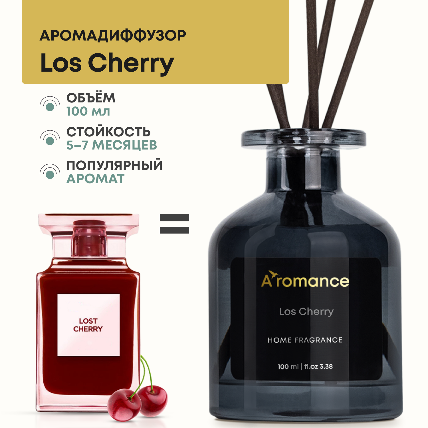 Ароматический диффузор Aromance Los Cherry 100 мл по цене 1490 ₽/шт. купить  в Уфе в интернет-магазине Леруа Мерлен