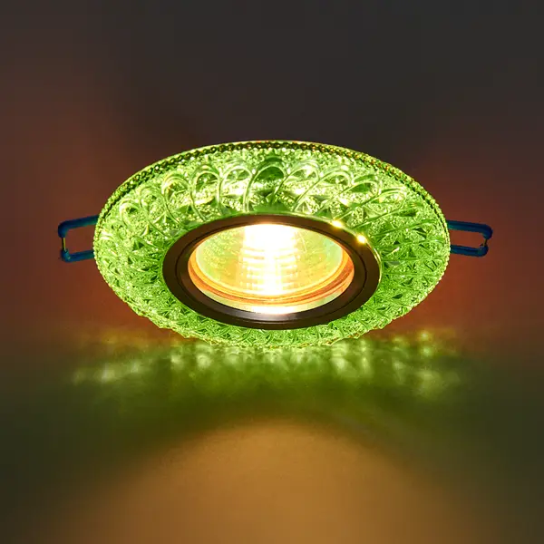 фото Светильник точечный встраиваемый elektrostandard «turin» с led-подсветкой под отверстие 60 мм, 1 м², цвет зеленый
