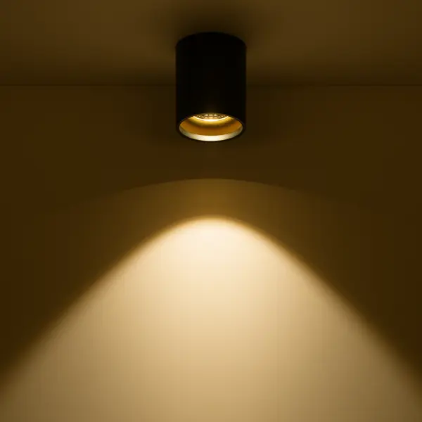 фото Светильник накладной светодиодный gauss 12 вт 3000 k 100 мм цвет чёрный/золотой