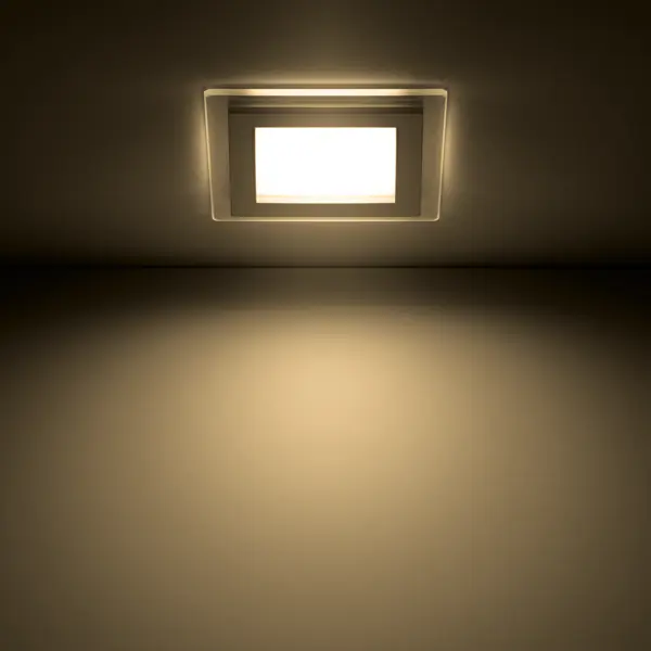 фото Светильник встраиваемый светодиодный квадратный gauss 6 вт стекло свет тёплый белый