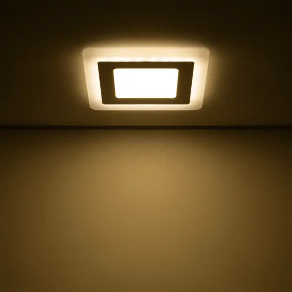 фото Светильник встраиваемый gauss backlight bl122 квадратный 6 и 3 вт свет тёплый белый