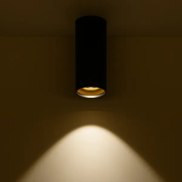 фото Светильник накладной светодиодный gauss 12 вт 3000 k 200 мм цвет чёрный/золотой