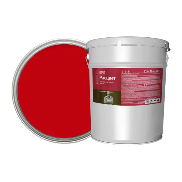 Краска масляная Расцвет МА-15 глянцевая цвет красный 20 кг масляная краска krafor