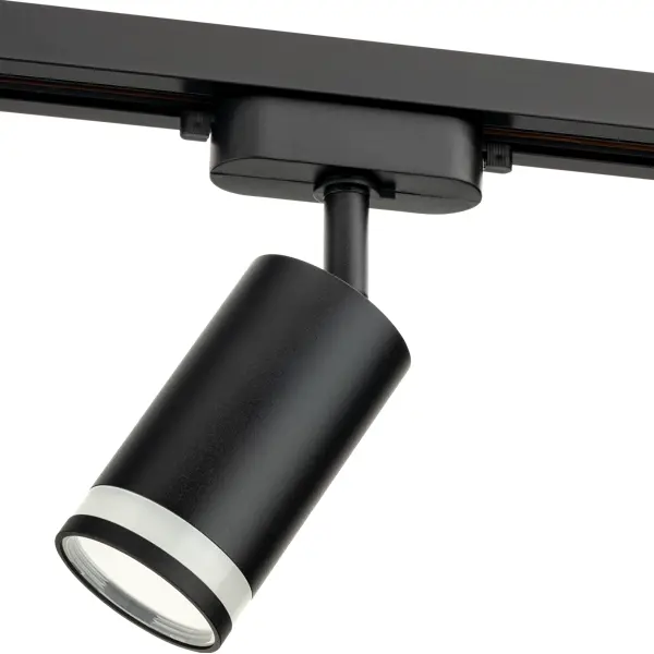 Трековый светильник спот поворотный Ritter Artline 55x100мм под лампу GU10 до 2.6м² металл/пластик цвет чёрный кронштейн для шины 15 см металл белый 1шт