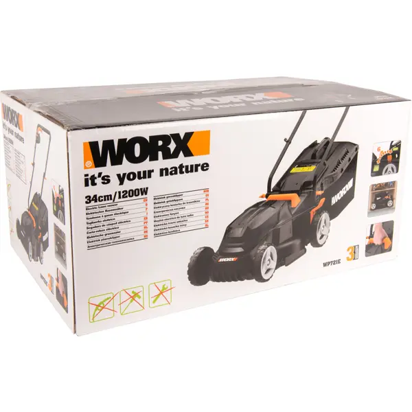 фото Газонокосилка электрическая worx wp721е 1200 вт 34 см