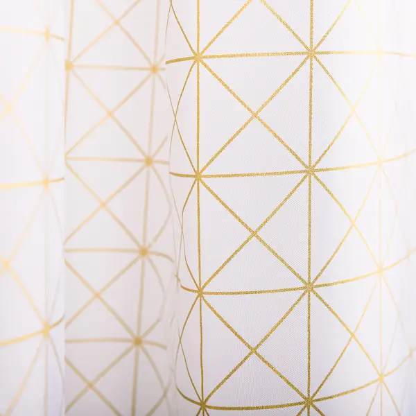 фото Штора для ванной wess grid 180x200 см полиэстер цвет белый/жёлтый