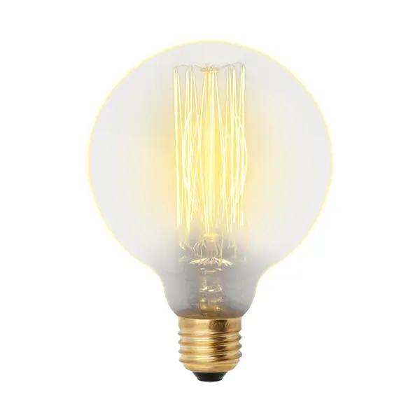 Лампа накаливания Uniel E27 230 В 60 Вт шар 300 лм теплый белый цвет света для диммера свеча фигурная баблс большой куб 5х5х5 см золото