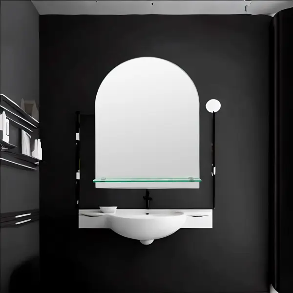 Зеркало для ванной Omega Glass NNKP201M с полкой 40x50 см арка
