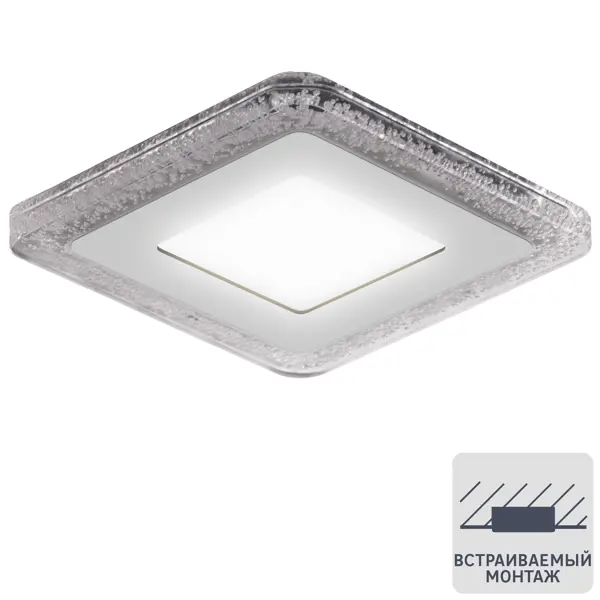 фото Светильник точечный встраиваемый led gauss bl320 led-подсветка 3+3 вт 350 лм теплый белый свет квадрат под отверстие 80 мм