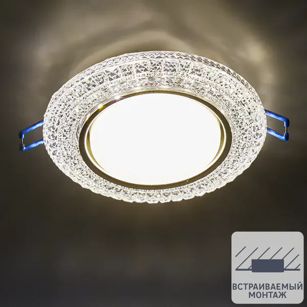 фото Светильник точечный встраиваемый italmac с led-подсветкой под отверстие 85 мм, 5 м², цвет прозрачный