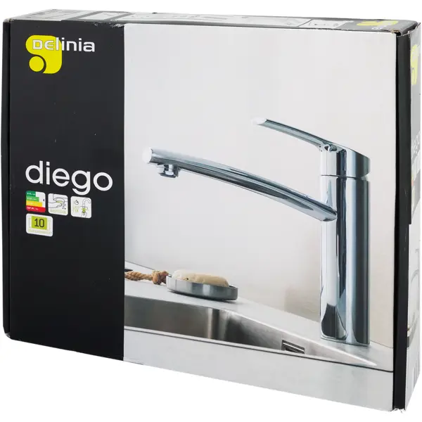 фото Смеситель для кухни delinia diego 24 см цвет хром