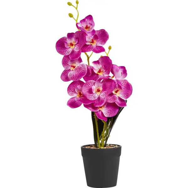 Искусственное растение Орхидея в горшке ø12 ПВХ цвет фиолетовый растение искусственное аквариумное 11х9х6 см набор 2 шт фиолетовый