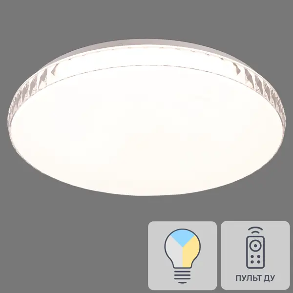 фото Светильник настенно-потолочный светодиодный dina 2077/dl с пультом управления, 14 м², регулируемый свет, цвет белый сонекс
