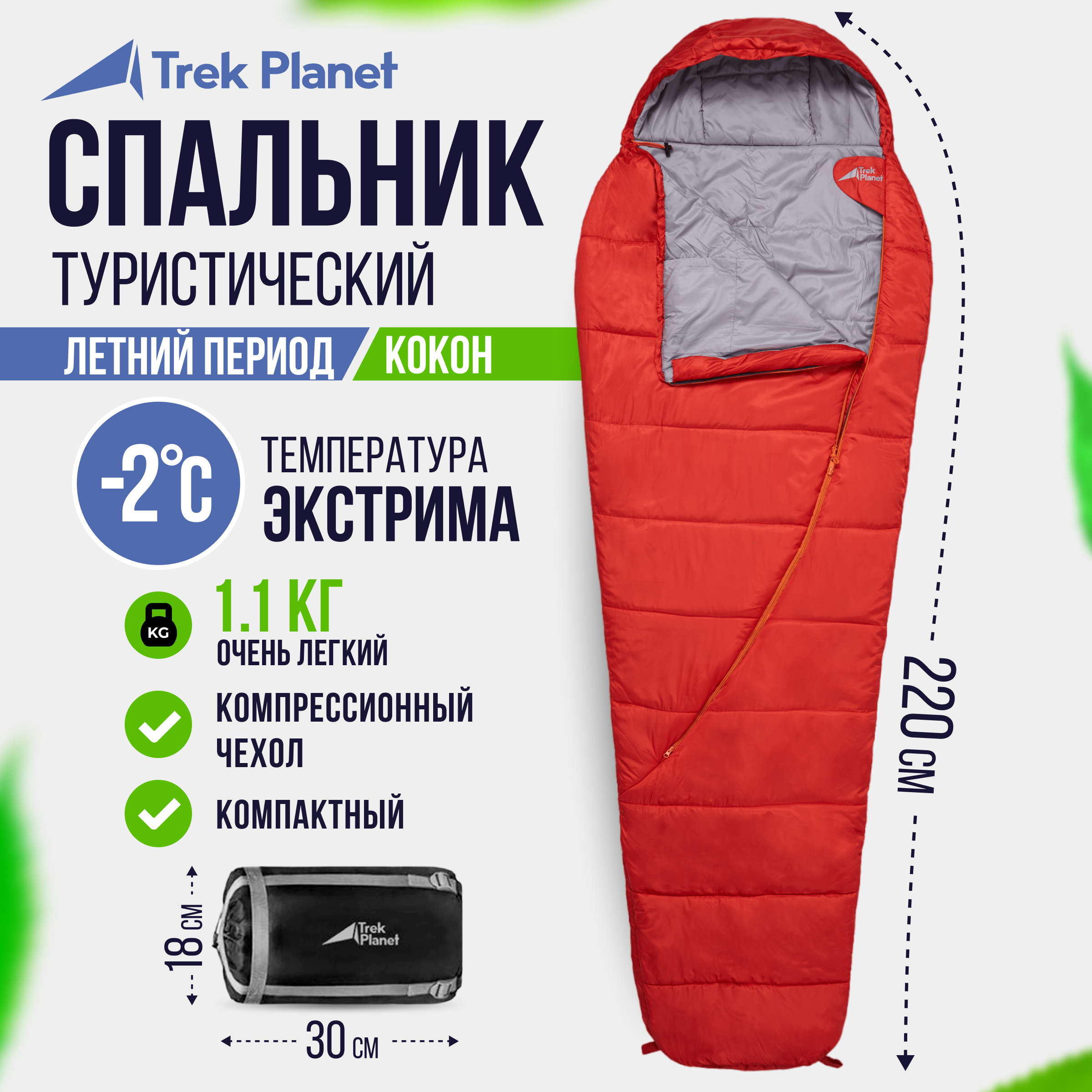 Спальный мешок Trek Planet Ultra Light, цвет красный, размер: 220 см х 80  см ? купить по цене 4490 ?/шт. в Москве с доставкой в интернет-магазине  Леруа Мерлен