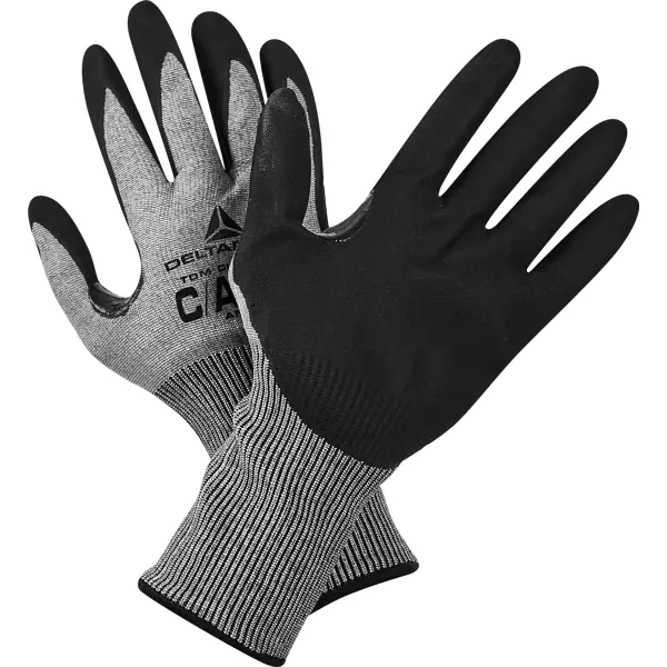 Перчатки с нитриловым покрытием Delta Plus VECUTC01GR09 размер 9 антипорезные перчатки текстильные с нитриловым обливом с усиленной манжетой размер 10